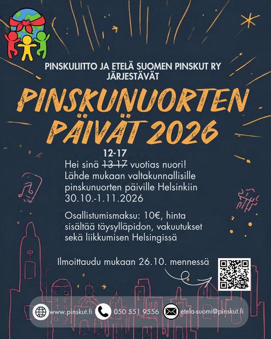 Pinskunuorten päivät Helsingissä 30.10.-1.11.2026