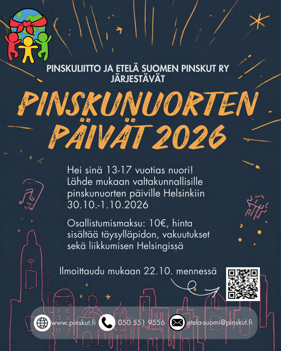 Pinskunuorten päivät Helsingissä 30.10.-1.11.2026